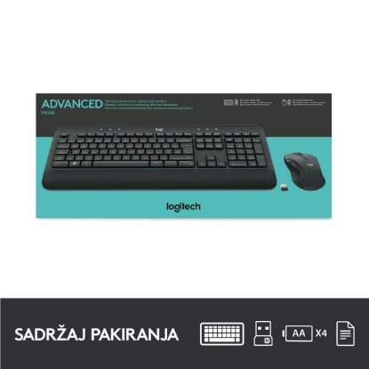 Tipkovnica + miška LOGITECH MK545 Advanced Combo, brezžična, črna, Unifying receiver USB