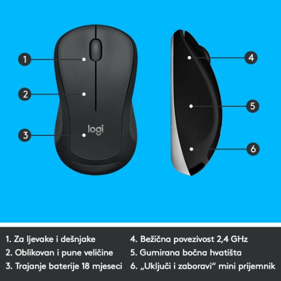 Tipkovnica + miška LOGITECH MK540 Advanced Combo, brezžična, črna, Unifying receiver USB