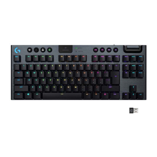 Tipkovnica LOGITECH Gaming G915 TKL Tenkeyless Lightspeed Linear, RGB, mehanička, brezžična, UK Layout, USB, črna
