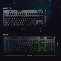 Tipkovnica LOGITECH Gaming G915 TKL Tenkeyless Lightspeed Linear, RGB, mehanička, brezžična, UK Layout, USB, črna