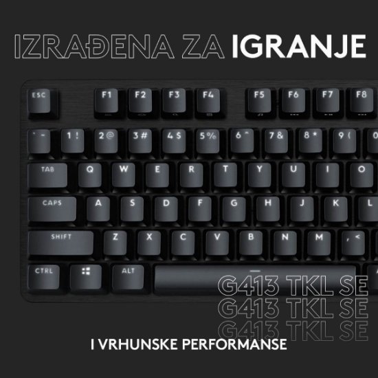 Tipkovnica LOGITECH Gaming G413 TKL SE, mehanička, črna, USB, US layout