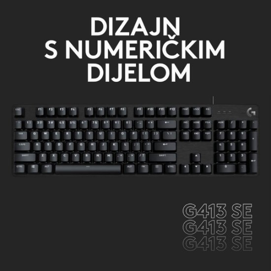 Tipkovnica LOGITECH Gaming G413 SE, mehanička, črna, USB, US layout