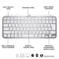 Tipkovnica LOGITECH MX Keys mini za Apple, brezžična, BT, srebrna