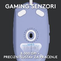Miška LOGITECH Gaming G102 Lightsync, optična, 8000dpi, lilac, USB