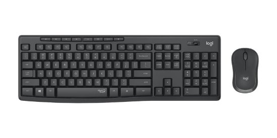 Tipkovnica + miška LOGITECH MK295 Silent Wireless Combo, brezžična, črna, USB