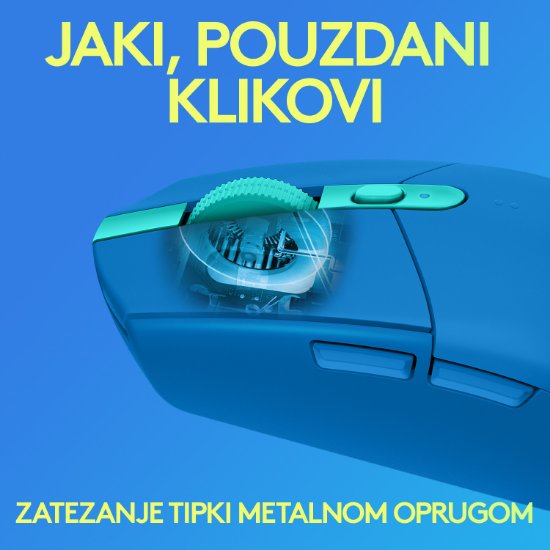 Miška Logitech Gaming G305 lightspeed, brezžična, optična, 12000dpi, modra, USB