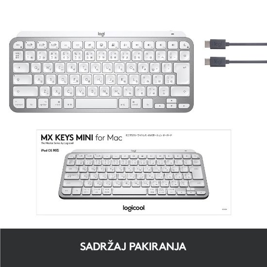Tipkovnica LOGITECH MX Keys mini za Apple, brezžična, BT, srebrna