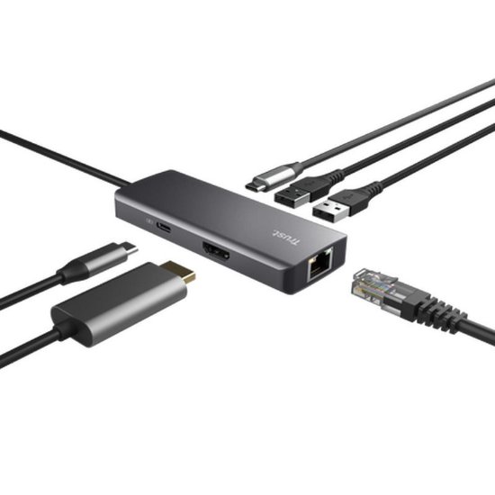Postaja za priklop TRUST Dalyx, 6 v 1, USB-C na 2x USB 3.1, 2x USB-C, HDMI, LANAsk ChatGPT