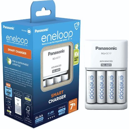 Polnilec za baterije PANASONIC Eneloop Advanced KKJ17MCD40E, 4 polnilna mesta + 4x 2000mAh AA baterije