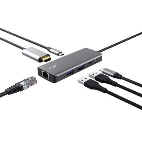 Postaja za priklop TRUST Dalyx, 6 v 1, USB-C na 2x USB 3.1, 2x USB-C, HDMI, LANAsk ChatGPT