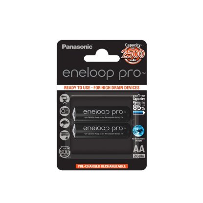 Baterija PANASONIC Eneloop Pro BK3HCDE2BE, tip AA, polnilne, 2500 mAh, 2 kosa
