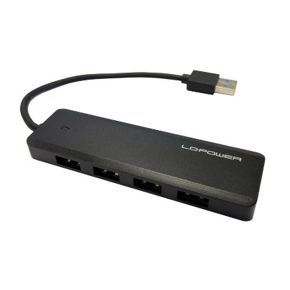USB VOZLIŠČE LCPOWER LC-HUB-U3-4-V2, USB 3.2 na 4x USB 3.2, USB-C, črno