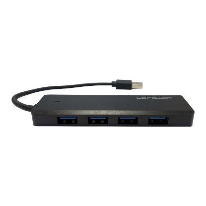 USB VOZLIŠČE LCPOWER LC-HUB-U3-4-V2, USB 3.2 na 4x USB 3.2, USB-C, črno