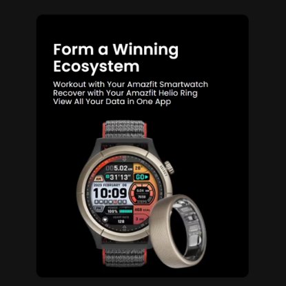 Pametni prstan AMAZFIT Helio Ring, velikost 10, spremljanje aktivnosti, titan