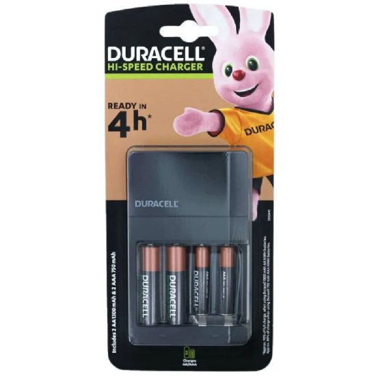 Punjač za baterije DURACELL CEF14, Plug In, za AA/AAA punjive, 230V, + 2 komada AA