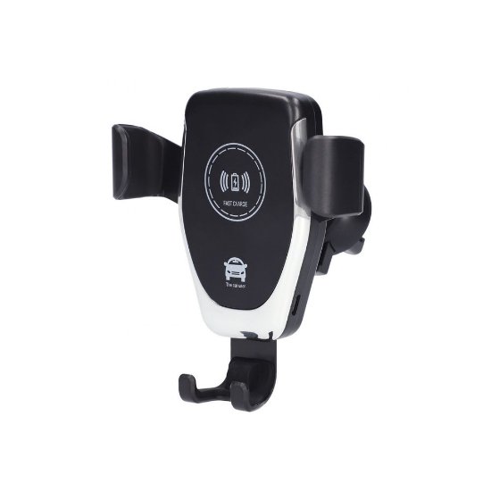 Nosilec za pametni telefon KSIX, za ventilacijo, QI brezžično polnjenje 15 W, črni