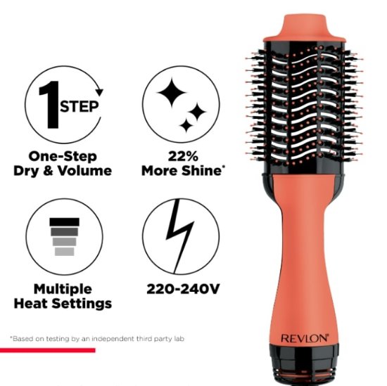 Četka za kosu REVLON Salon 2u1, sušenje i povećanje volumena kose, narančasta