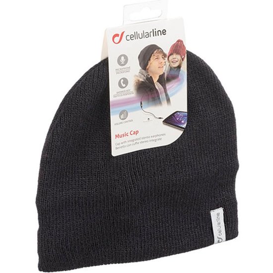 Glasbena zimska kapa CELLULARLINE, črna