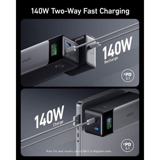 Mobilni USB polnilec ANKER PowerCore 737 140W, 24000 mAh, 3xUSB, črni