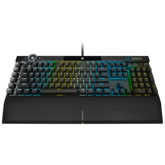 Tipkovnica CORSAIR K100 RGB, otično-mehančna, Corsair OPX, US Layout, USB, črna