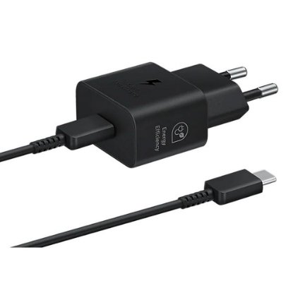 Polnilec SAMSUNG T2510, 25W, USB-C, USB-C kabel, črni