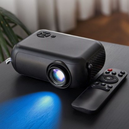 Projektor LED MIKAMAX Smart Mini projector, 480x360, 1800 lumena, 2000:1, HDMI, USB, WiFi, črni