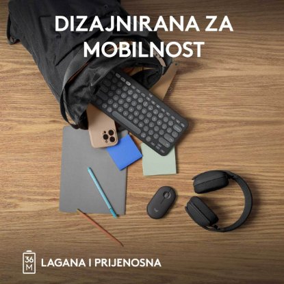 Tipkovnica LOGITECH Pebble Keys 2 K380S, BT, kompaktna, črna