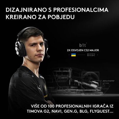 Miška LOGITECH Pro X2 Superstrike, brezžična, optična, 44.000 dpi, bela, USB