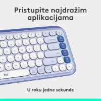 Tipkovnica LOGITECH POP Icon Keys, brezžična, US Layout, BT, ljubičasto-bela