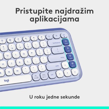 Tipkovnica LOGITECH POP Icon Keys, brezžična, US Layout, BT, ljubičasto-bela
