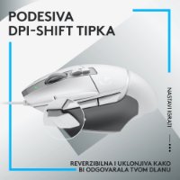 Miška LOGITECH Gaming G502 X, optična, 25600dpi, bela, USB