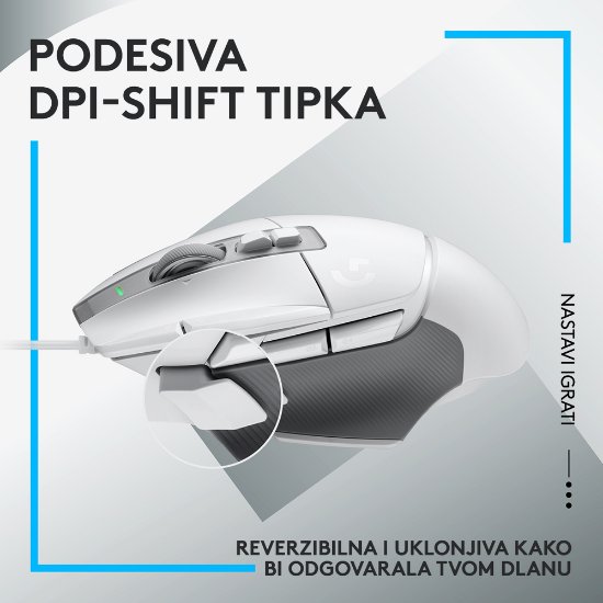 Miška LOGITECH Gaming G502 X, optična, 25600dpi, bela, USB