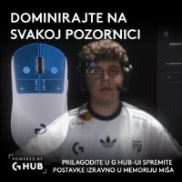 Miška LOGITECH Pro X2 Superstrike, brezžična, optična, 44.000 dpi, bela, USB
