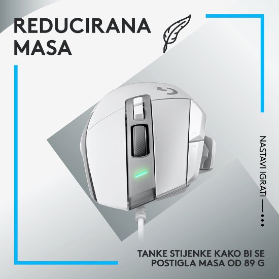 Miška LOGITECH Gaming G502 X, optična, 25600dpi, bela, USB
