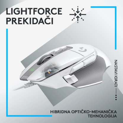 Miška LOGITECH Gaming G502 X, optična, 25600dpi, bela, USB