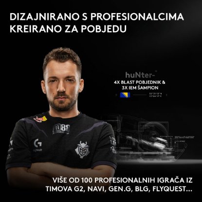 Miška LOGITECH Pro X2 Superstrike, brezžična, optična, 44.000 dpi, bela, USB