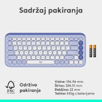 Tipkovnica LOGITECH POP Icon Keys, brezžična, US Layout, BT, ljubičasto-bela