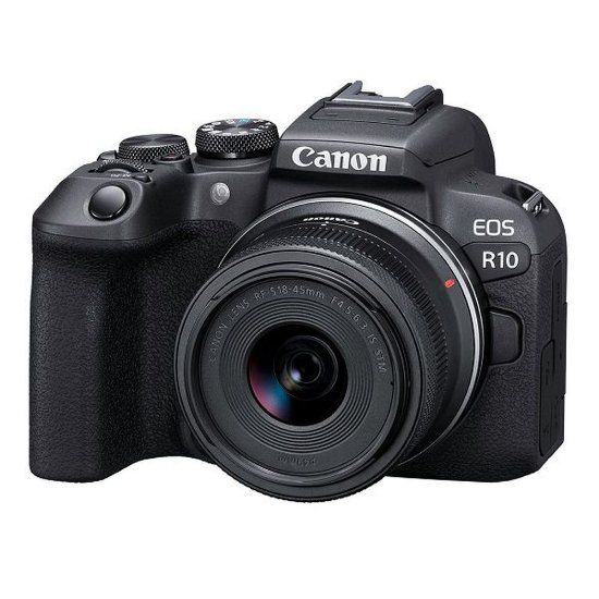 Digitalni fotoaparat CANON EOS R10 + RF-S 18-45mm STM, 24,2 Mp, 4K Ultra HD, črni