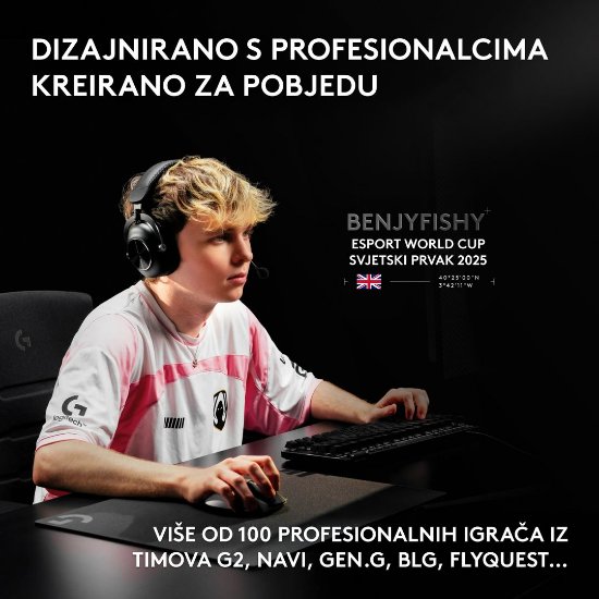 Miška LOGITECH Pro X2 Superstrike, brezžična, optična, 44.000 dpi, bela, USB