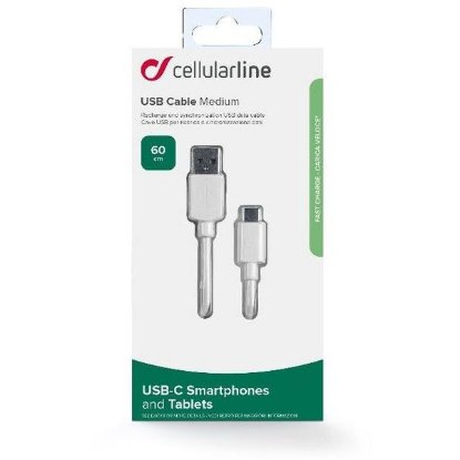 Kabel CELLULARLINE, USB (M) na USB-C (M), 0.6m, bijeli