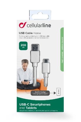 Kabel CELLULARLINE, USB 2.0 (M) na USB-C (M), 2 m, bijeli