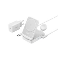 Brezžični polnlec ANKER MagGo 15W, stojalo, MagSafe, 3u1 za Apple iPhone, Watch i AirPods, beli