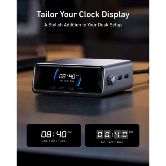 Polnilec ANKER Prime GaN, namizni, 4x USB-C, 2x USB-A, LCD zaslon, 250W