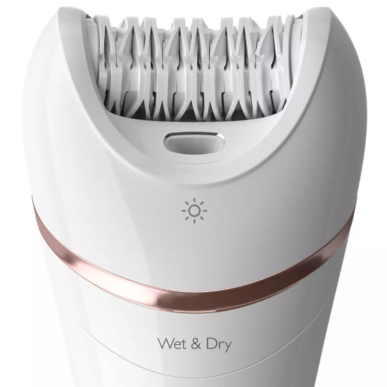 Epilator PHILIPS BRE730/10, za mokro in suho uporabo, 7 nastavkov, bel