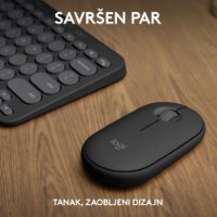 Tipkovnica + Miška LOGITECH Pebble 2 Combo, brezžična, črna