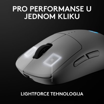 Miška LOGITECH Pro 2 Lightspeed, RGB, optični, brezžična, 32000dpi, bela