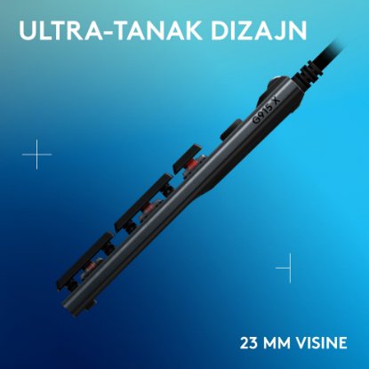 Tipkovnica LOGITECH Gaming G915 X Tactile, RGB, mehanička, US Layout, USB, črna