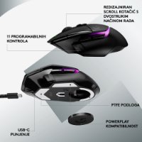 MiškaLOGITECH Gaming G502 X Plus RGB, optični, 25000dpi, brezžična, črna, USB