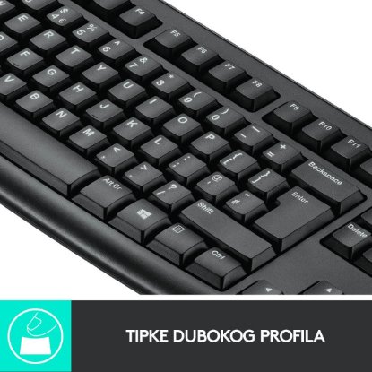 Tipkovnica + miš LOGITECH MK270 Wireless Desktop, bežična, črna, USB