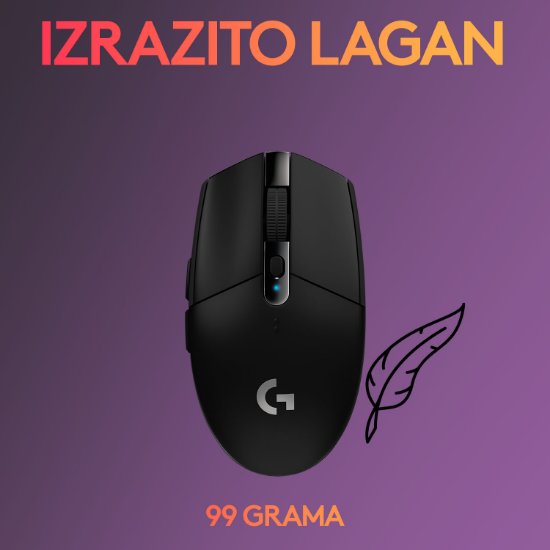 Miška LOGITECH Gaming G305 Lightspeed, brezžična, optična, 12000dpi, črna, USB